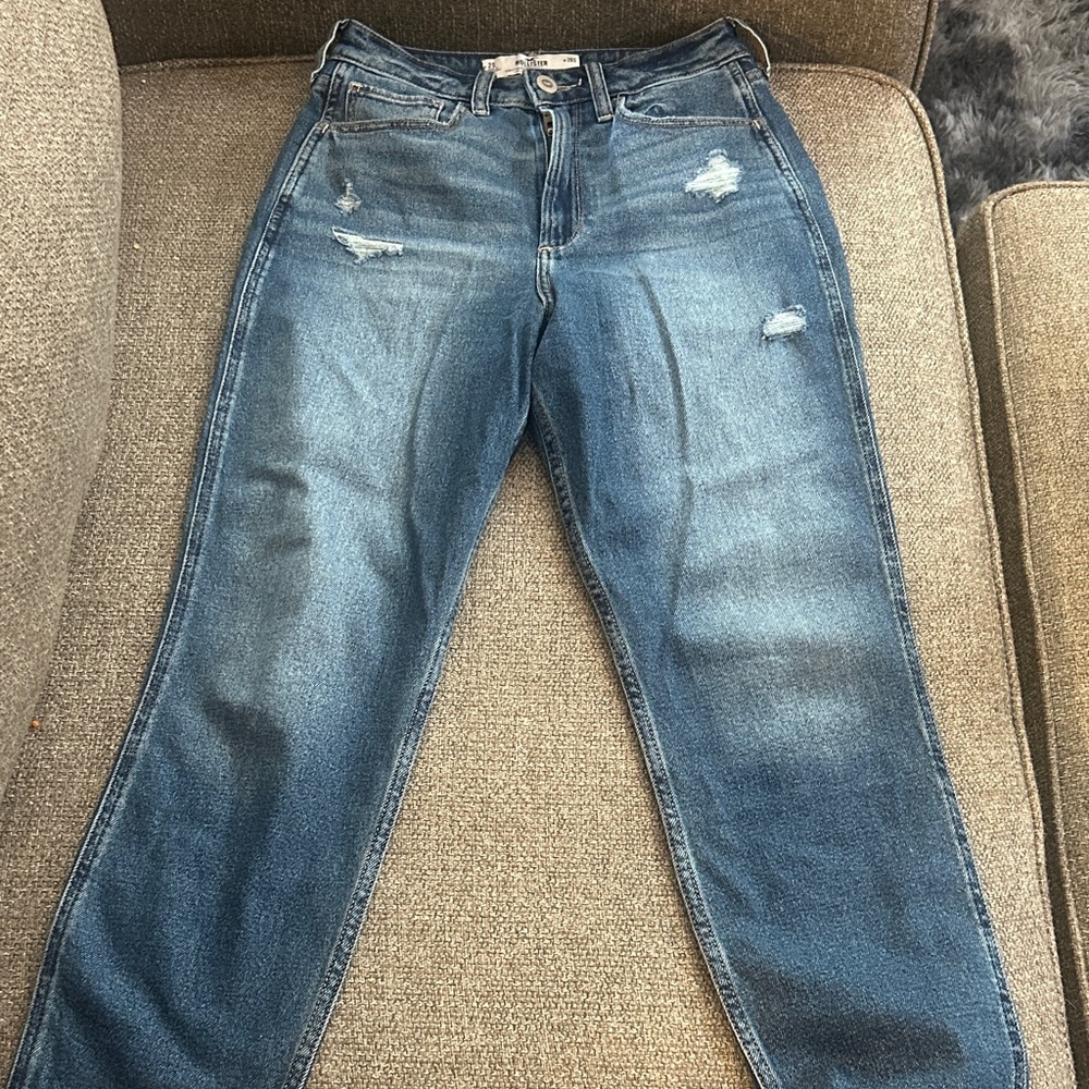 Hollister Blue Distressed Straight Leg Jeans